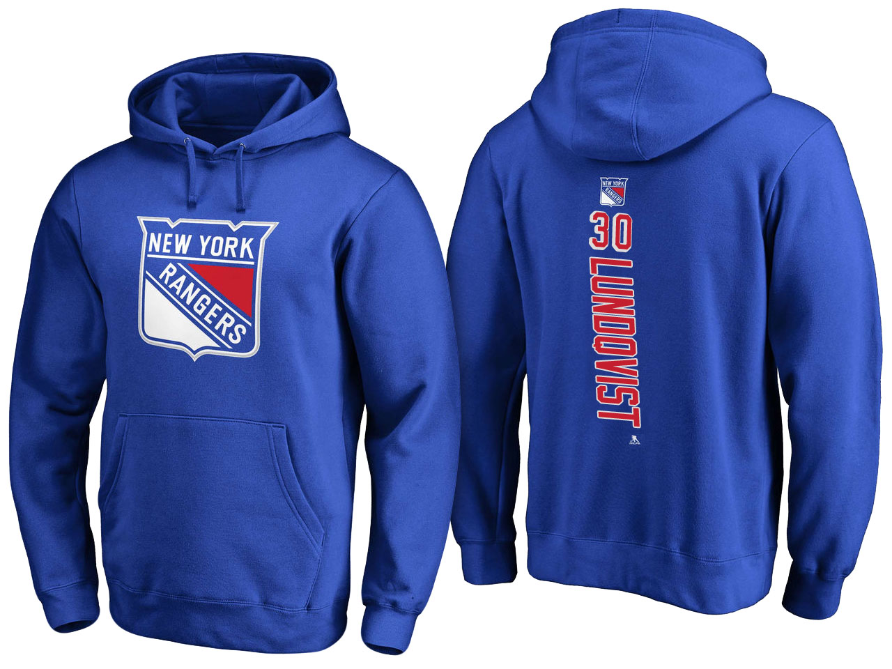 NHL Men New York Rangers #30 Lundqvist blue Adidas Hoodie